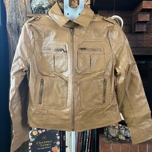 I.B. Diffusion Women's Beige Leather Jacket